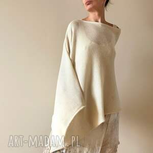 Prezent Wełniane ponczo kremowe z młodej alpaki