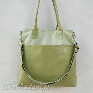 fiella - duża torba oliwkowe zielenie shopper, praktyczna, elegancka, miejska