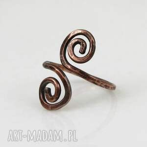 wężowy - rozm xs miedziany pierścionek 2510 18 ooak biżuteria słowiańska