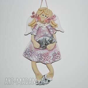 Prezent Mój kiciuś śpi - aniołek z masy solnej, dekoracja
