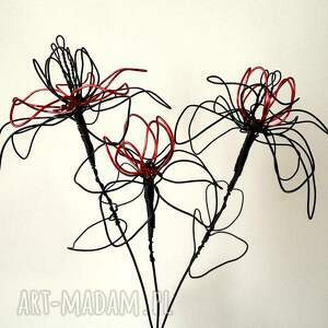 wire art bukiet kwiatów z drutu, sztuczne kwiaty dla domu, oryginalny prezent