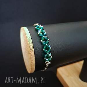 Crystal Square Emerald - Delikatna bransoletka z kryształów Preciosa