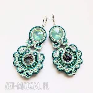 Round Abalone, kolorowe, kolczyki sutasz