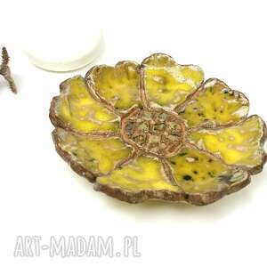 ceramiczna mydelniczka ręcznie robiona sunflower akcesoria łazienkowe, polskie