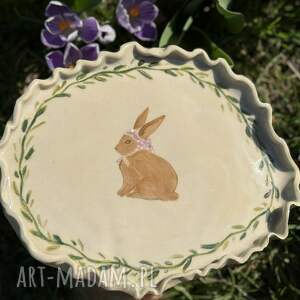 Prezent Wiosenny talerz, patera z królikiem. Ręcznie malowana