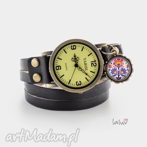 handmade skórzany zegarek folklor