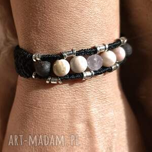 horologium 8 chalcedon opal kamienie naturalne bransoletka męska pleciona
