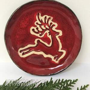 świąteczny talerzyk, ozdoby świąteczne czerwone dekoracje święta