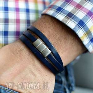 handmade męska bransoletka męska hombree triple satin steel navy blue