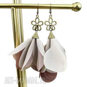 Szyfonowe kolczyki w odcieniach beżu c1278 361, beżowe