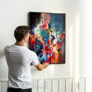 plakat kolorowa abstrakcja w czarnej ramie - format 40x50 cm