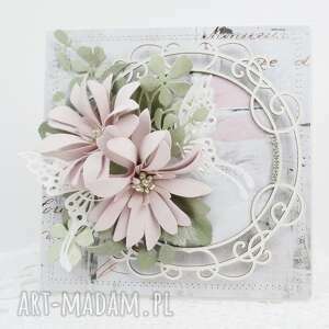 handmade scrapbooking kartki pudrowy róż w pudełku