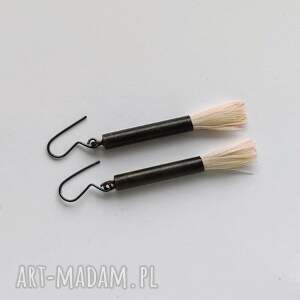 świąteczny prezent, piórko kolczyki mosiądz, oksydowane