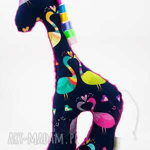 handmade maskotki żyrafka pawie turkus