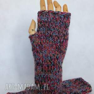 beata - kolorowe bezszwowe mitenki rękawiczki bez palców z małym kciukiem