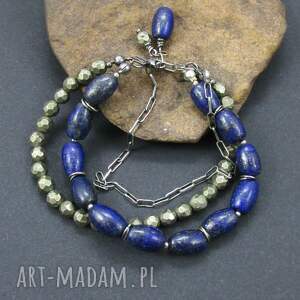 handmade bransoletka z lapis lazuli i pirytu