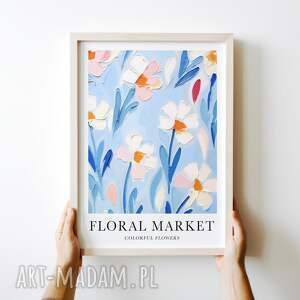 kolorowy plakat kwiaty - format 40x50 cm salonu