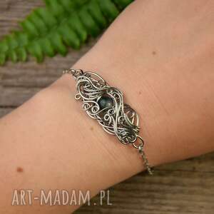 agata rozanska bransoletka regulowana agat mszysty, wire wrapping stal