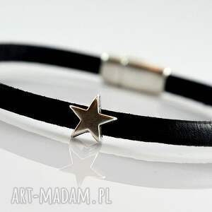 handmade bransoletka skórzana magnetoos minimal black star