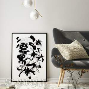 plakat abstrakcja czarno-biała - 50x70 cm salonu