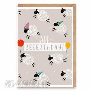 kartka urodzinowe owce a6 happy beerthday owieczki