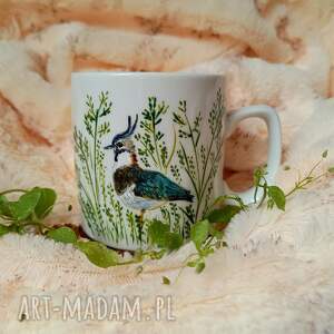 Prezent Czajka i łąka ręcznie malowany kubek 270 ml - porcelana ptaki
