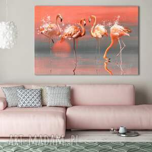 obraz drukowany na płótnie flamingi 120x80cm 02601 salonu