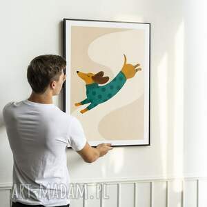 Plakat jamnik 50x70 cm - kolorowa dekoracja do wnętrza