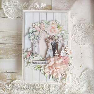 kartka ślubna, prezent ślubny handmade życzeniami