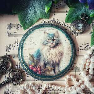 Ozdobna podkładka decoupage z kotkiem, shabby chic, kot