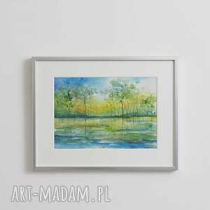 pejzaż wiosenny - akwarela A5 wiosna