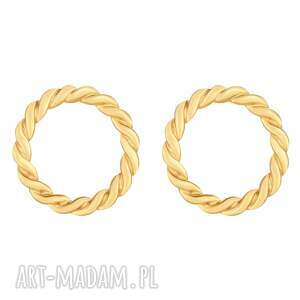 złote kolczyki plecione kółeczka pozłacane sztyfty