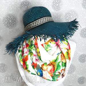 handmade chustki i apaszki szal typu koło w kwiatowy wzór