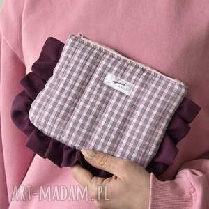 w kratkę z falbanką, pikowana kosmetyczka, saszetka