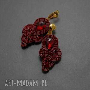 bordowe klipsy sutasz, sznurek, eleganckie, wyjściowe, wieczorowe