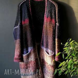 the wool art mulricolors sweter, kardigan boho styl drutach, prezent