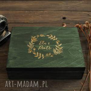 Pudełko personalizowane na zdjęcia ślubne 13x18cm grawer, drewniane, prezent, album
