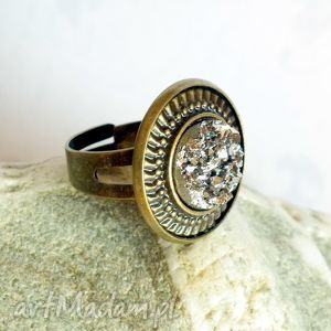 pierścionek z oczkiem druzy srebrne