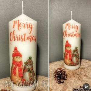 dekoracje świąteczne świeca dekoracyjna 20 cm koty w czapkach, kociarze