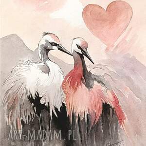 joannatkrol w rytmie serca, akwarela 24x32 cm, żuraw, żurawie obraz