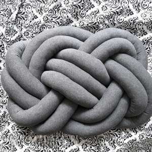 handmade poduszki poduszka dekoracyjna supeł, precel - szara / knot pillow grey