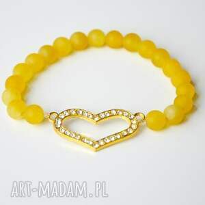 handmade bracelet by sis: cyrkoniowe serce w żółtych kamieniach