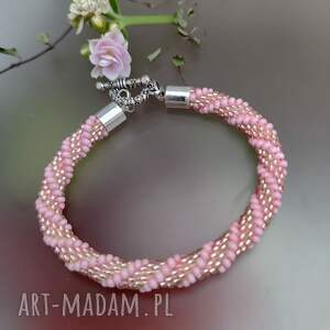 Bransoletka Z Różowych Koralików Sznur Z Serduszkiem 25.17