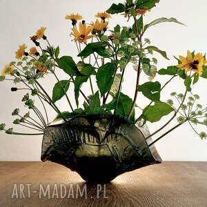 szklany wazon fusingowy szara fala szkło artystyczne