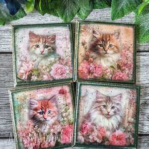 Ozdobne podkładki decoupage Magiczne Kotki, farmhouse, kot