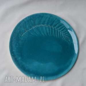 ręcznie wykonane ceramika patera ceramiczna - paproć w turkusie
