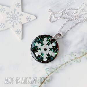 srebrny naszyjnik ze śnieżynką, biżuteria na prezent, świąteczna biżuteria