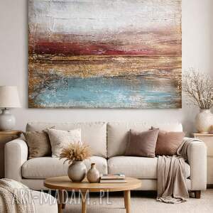 duży obraz strukturalny ze złotem do salonu abstrakcja xxl 150x120 cm, loft