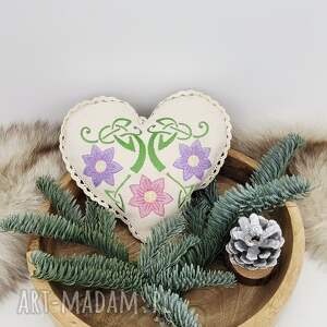 DUŻE HAFTOWANA ZAWIESZKA haft, z materiału, serce