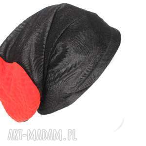 czapka materiałowa czarna z pomarańczem damska, sport, elegncka mama